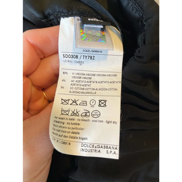 NWT Dolce & Gabbana Midi Black Coctail Dress One Strap Beaded Zip 44 - Picture 6 of 14